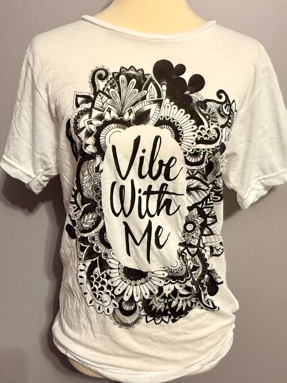 Vibe With Me Graphic Tee - White/Black -